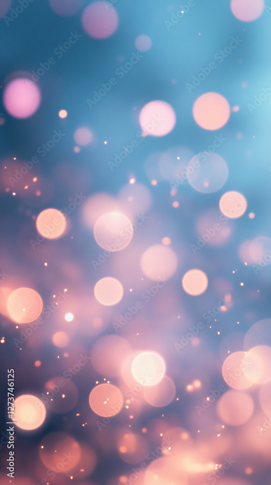 Poster abstract bokeh lights in blue and pink hues, creating a dreamy and magical atmosphere, symbolizing c