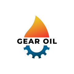 Oil and gear icon logo design. Oil drop with cog wheel icon logo design.