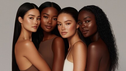 Beautiful ladies from diverse walks of life are standing together in unison