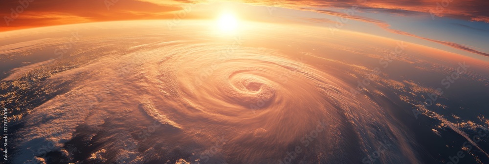 Aufkleber Futuristic Weather Analysis Tool Satellite Imagery of Hurricane Spiral with Cloud Dynamics - Enhancing Climate Forecasting and Emergency Preparedness in Tech-Driven Meteorology