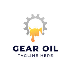 Oil and gear icon logo design. Oil drop with cog wheel icon logo design.