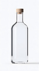 Glass clear bottle of water mock up, packaging template, isolated on white background