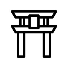 Traditional Japanese Torii Gate Symbol in Black Outline Style