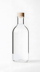 Glass clear bottle of water mock up, packaging template, isolated on white background