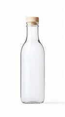 Glass clear bottle of water mock up, packaging template, isolated on white background