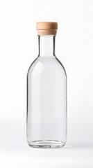 Glass clear bottle of water mock up, packaging template, isolated on white background