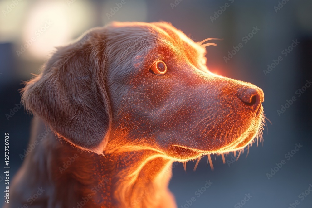 Aufkleber futuristic holographic pet portraits illuminated canine display for high-tech adoption initiatives a