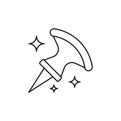 Large Head Push Pin Outline Icons, Bold Visuals for Educational Materials