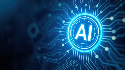 AI Circuit Board Design with Neon Glow and Futuristic Elements