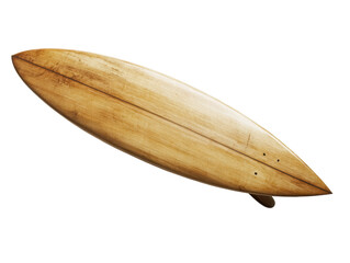 Isolated Wooden Surfboard with Single Fin