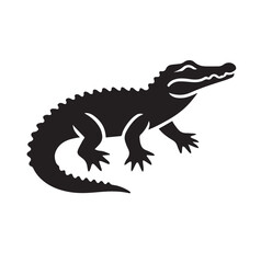 A black and white crocodile image with white background