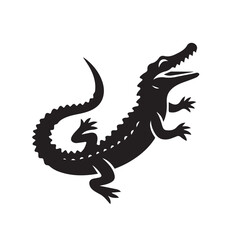 A black and white crocodile image with white background