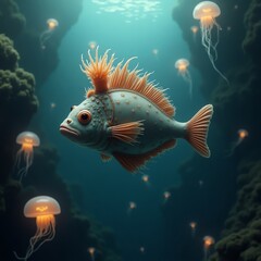 Fototapeta premium Surreal underwater scene