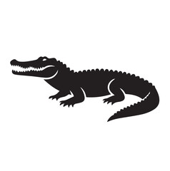 A black and white crocodile image with white background