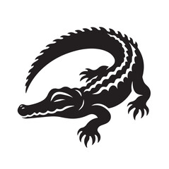 A black and white crocodile image with white background