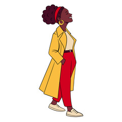 vector illustration of a stylish woman with curly hair