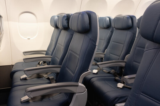 Airplane interior empty seats