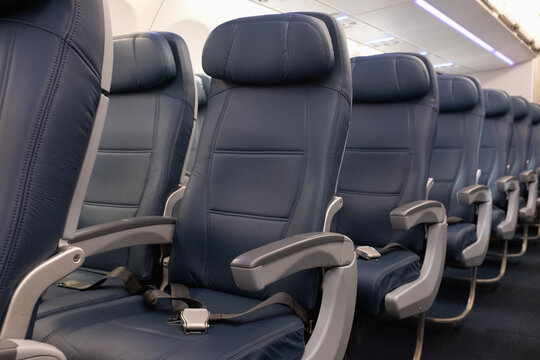 Airplane interior empty seats