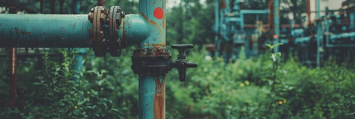 Fototapeta premium Automated valves that adjust water distribution are placed along the pipeline as part of the stock