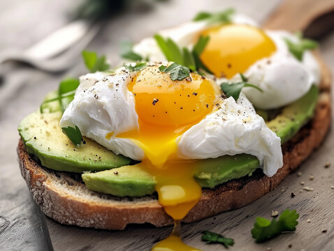 &OElig;uf coulant mollet sur une tartine d'avocat