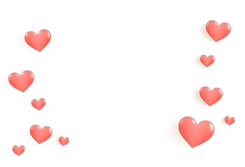 Scattered Pink Hearts On White Background