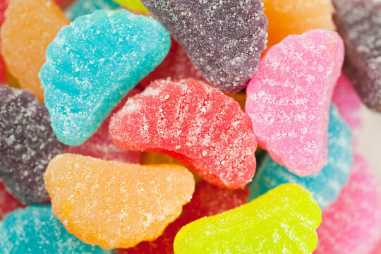 Close-up of colorful candy gum drops