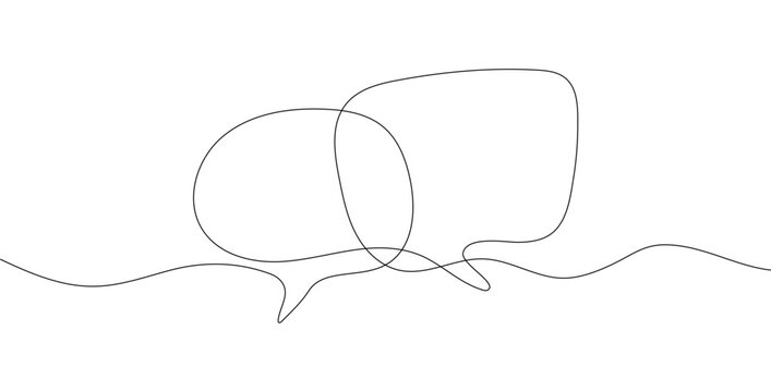 Two bubble speech continuous one line drawing. Minimalist outline concept representing