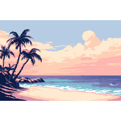 Obraz premium Summer beach landscape tropical ocean vector