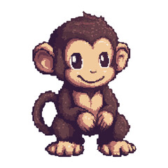 Obraz premium Monkey illustration pixelated character vector