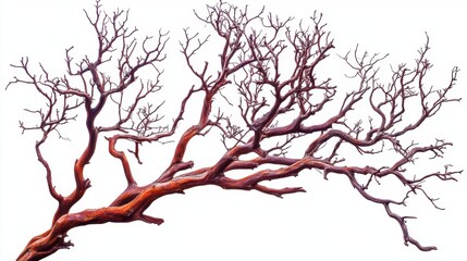 Detailed Bare Tree Branches Against White Backdrop Artistic Silhouette