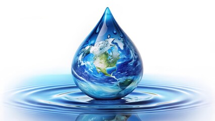 Earth Globe Inside Water Drop
