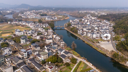 Obraz premium Aerial view of the countryside in southern Anhui