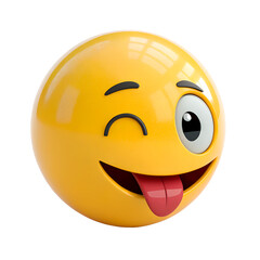 A winking emoji with a protruding tongue, showing playful flirtation