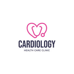 Cardiology medical care logo design.