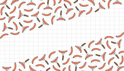 sausage. Hot dog. sausage frame. an empty space for the label. advertisement. The flyer. fast food. delicious fast food. street food with sausage. vector. Beautiful food-themed pattern.