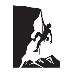Rock Climbing man Vector silhouette SH