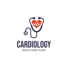 Cardiology medical care logo design.
