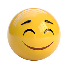 Fototapeta premium An emoji with a gentle smile and half-closed eyes, giving a serene sense of contentment