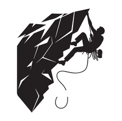 Rock Climbing man Vector silhouette SH