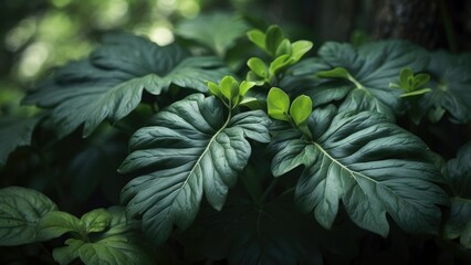 "Abstract Tropical Leaf Texture - Vintage Green Nature Background for Wallpaper"