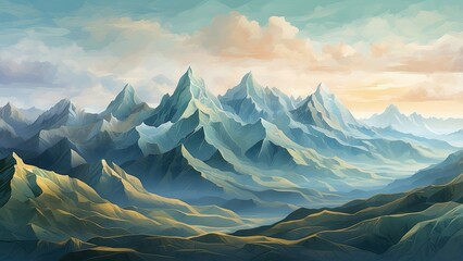 "Elegant Mountain Line Art in Gold: Versatile Background for Invitations, Covers, Packaging, Wall Art, and Prints – Vector Design"