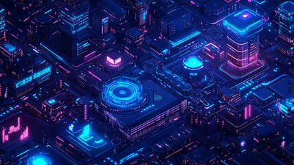 未来都市のデジタルネットワーク – テクノロジーアイコンが描くスマートシティ