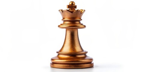 Fototapeta premium Bronze Chess Queen on White Background