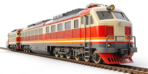 Obraz premium Red and Beige Passenger Train on Tracks