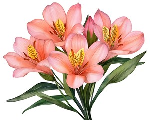 Naklejka premium Peach flowers with visible stamen for digital use or backgrounds, isolated