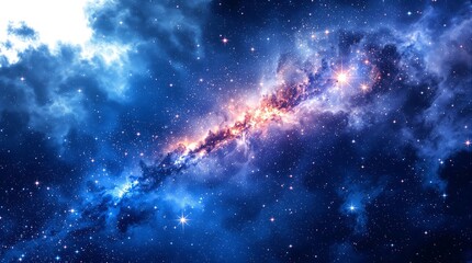 Obraz premium Beautiful Cosmic Landscape of a Radiant Galaxy in the Vast Universe, generator AI