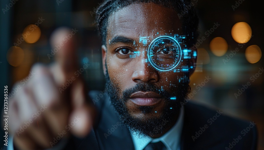 Poster on a cutting-edge computer screen with a state-of-the-art interface, a close-up view shows a user ty