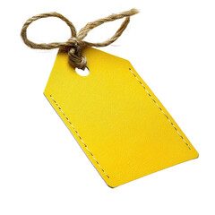 A vibrant yellow price tag with string perfect for sales isolated on transparent background.png