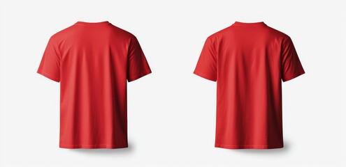 Red Blank T Shirt on invisible mannequin template showing front and back view on a white background