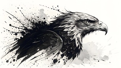 Eagle Head Ink Splatter